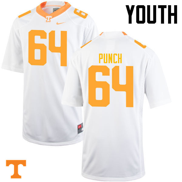 Youth #64 Logan Punch Tennessee Volunteers College Football Jerseys-White